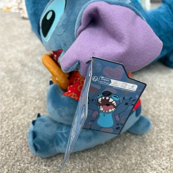 NWT Disney Stitch Plush Toy with Pretzel Stitch attacks snacks limited - Picture 6 of 11